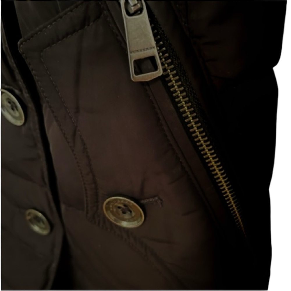 Burberry Brit Black Double-Breasted Down Puffer Coat/Fur Hood - Picture 7 of 14